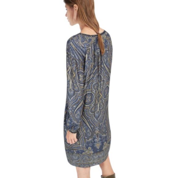 Massimo Dutti blue paisley print tunic mini dress size L - Picture 4 of 14